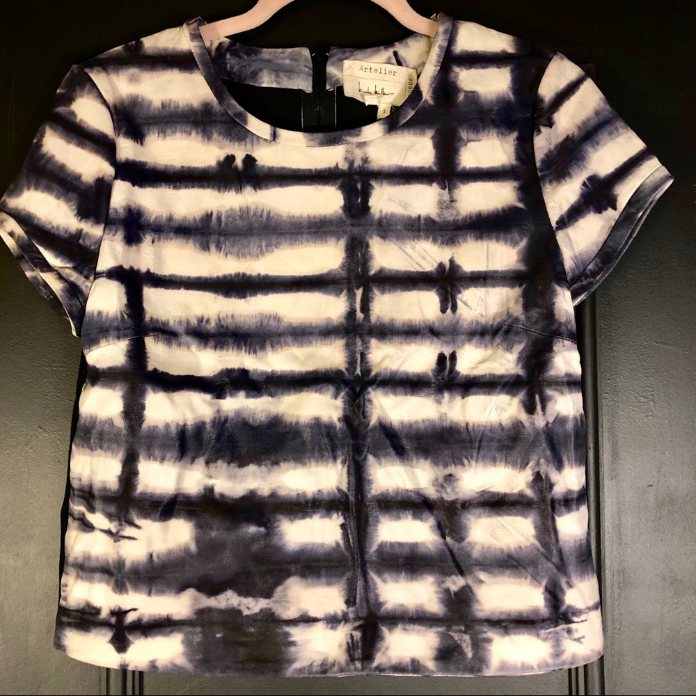 NWT Nicole Miller Artelier Leather Top (S)